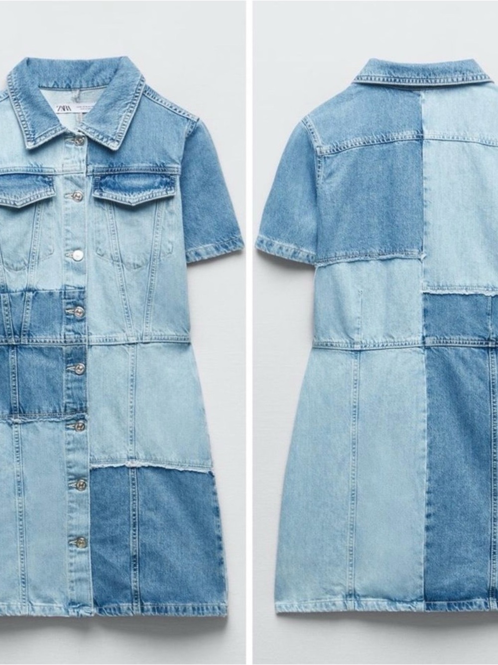 Zara PATCHWORK DENIM DRESS - Picture 4 of 5